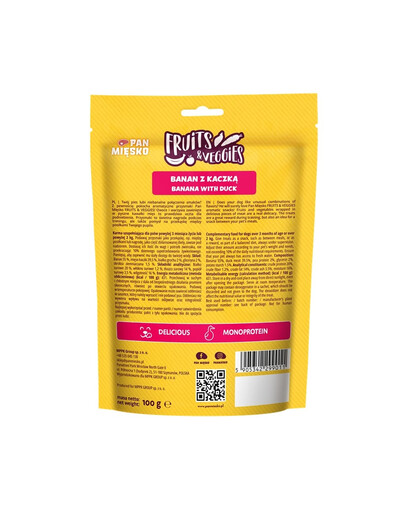 PAN MIĘSKO Fruits and Veggies Banan su antis skanėstas šuniui 100 g