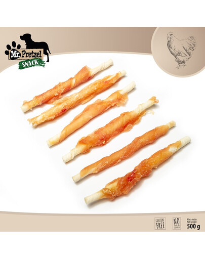 MR. PRETZEL Vištienos mėsos apvyniota lazdelė 500 g skanėstas šunims