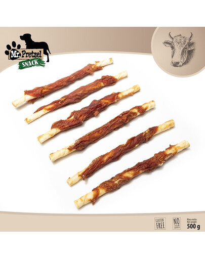 MR. PRETZEL Mėsos apvyniotas pagaliukas 500 g skanėstas šunims