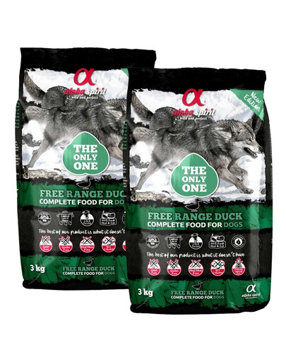 ALPHA SPIRIT Visavertis sausas maistas šunims Laisvai auginama antis 2x3 kg