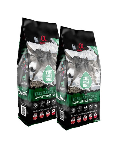 ALPHA SPIRIT Visavertis sausas maistas šunims Laisvai auginama antis 2x12 kg