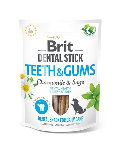 BRIT BRIT Dental Stick Teeth and Gums ramunė ir šalavijas 251 g dantų skanėstas šunims, palaikantis dantų ir dantenų sveikatą