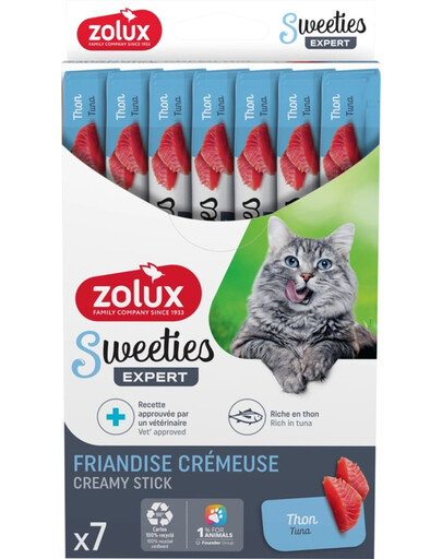 ZOLUX Priklausomai kremas katė SWEETIES su tunu 7x14g