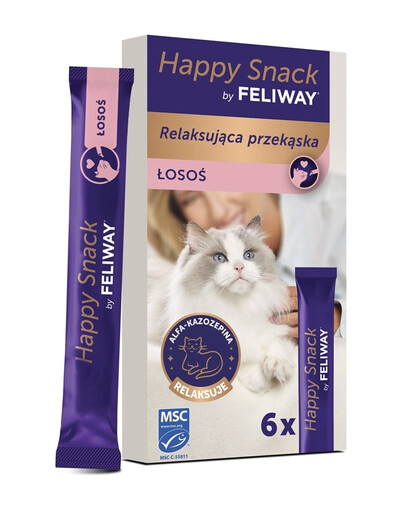 FELIWAY Happy Snack Lašiša 6x15 g kreminis skanėstas katėms