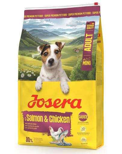 JOSERA Mini Adult Salmon and Chicken 10kg be glitimo maistas su padažu mažų veislių šunims
