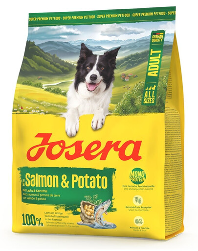 JOSERA Salmon and Potato Adult 900g begrūdis maistas šunims su jautria virškinimo sistema