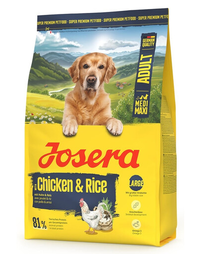 JOSERA Chicken with Rice Adult 3kg lengvai virškinama maisto produktas vidutinio ir didelio dydžio veislėms