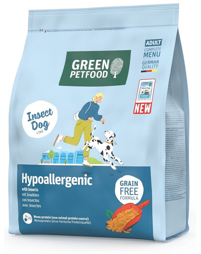 GREEN PETFOOD InsectDog Hypoallergen 900g be grūdų  maistas su vabzdžių baltymu šunims