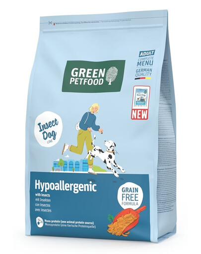 GREEN PETFOOD InsectDog Hypoallergenic 3kg be grūdų maistas su vabzdžių baltymu šunims