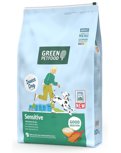 GREEN PETFOOD InsectDog Sensitive 10kg jautriems šunims su vabzdžiais ir ryžiais