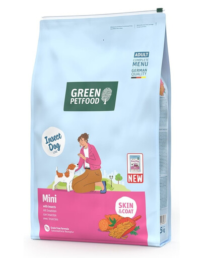 GREEN PETFOOD InsectDog Mini 7,5kg be grūdų maistas su vabzdžių baltymu mažiems šunims