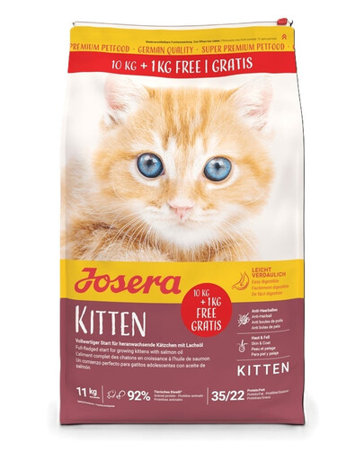 JOSERA Kitten sausa maistas kačiukams ir nėščioms ar maitinančioms katėms 10 kg + 1kg nemokamai