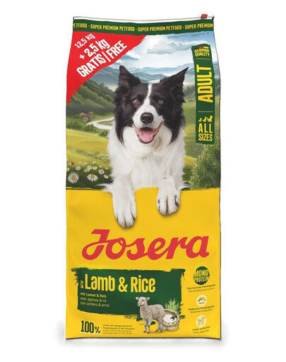 JOSERA Lamb and Rice Adult monoproteinų šunų maistas 12,5 kg + 2,5 kg nemokamai