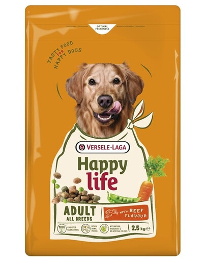 VERSELE-LAGA Happy Life Adult with Beef flavour 2,5kg šunų maistas su jautienos skoniu