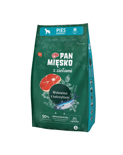 PAN MIĘSKO su žolelėmis Jautiena su tunu S 2x3 kg mažoms veislėms