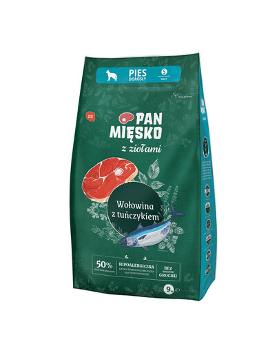 PAN MIĘSKO su žolelėmis Jautiena su tunu S 2x9 kg mažoms veislėms
