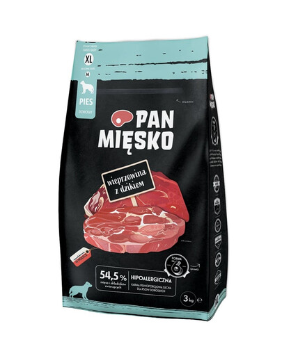 PAN MIĘSKO Kiauliena su šerniena šunims, traškūs XL 3 kg