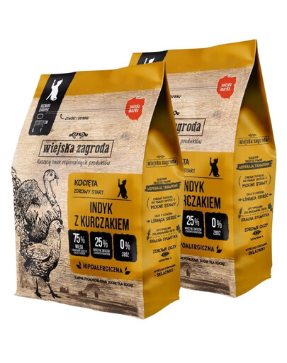 WIEJSKA ZAGRODA Kalakutiena ir vištiena kačiukams 2x400 g