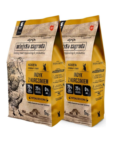 WIEJSKA ZAGRODA Kalakutiena ir vištiena kačiukams 2x5 kg