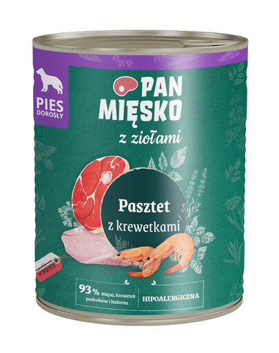 PAN MIŠKAS su žolelėmis Paštetas su krevetėmis šunims 800 g