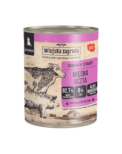 WIEJSKA ZAGRODA Mėsos šventė – šlapias maistas šuniukams, 24 x 800 g