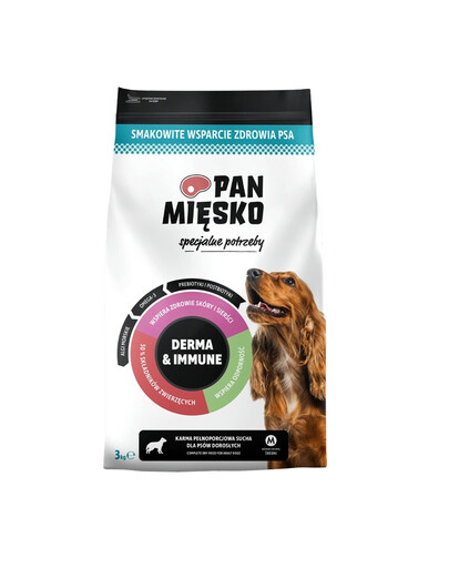 PAN MIĘSKO Specialios poreikiai Derma and Immune šunims traškučiai M 3 kg