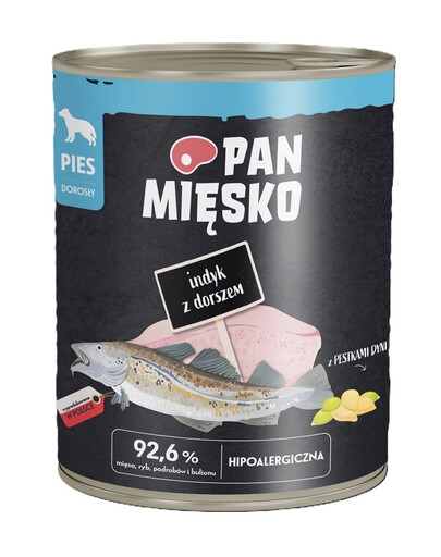 PAN MIĘSKO kalakutiena  su menkėmis drėgnas maistas šunims 800 g