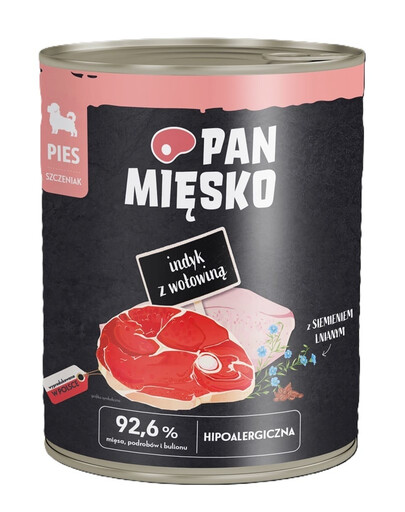 PAN MIĘSKO Kalakų su jautiena drėgnas maistas šuniukams 800 g