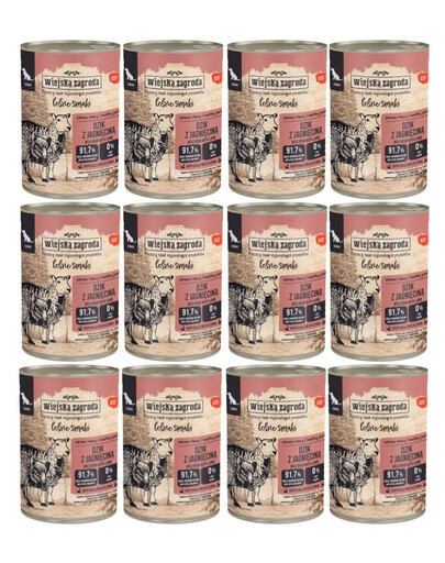 WIEJSKA ZAGRODA Miško skoniai Šernas su ėriena – šlapias maistas vyresniems šunims 12x400 g