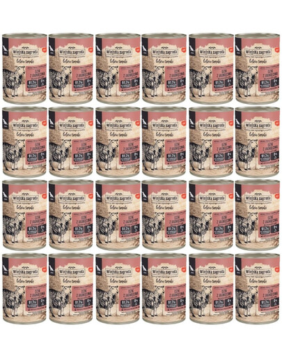 WIEJSKA ZAGRODA Miško skoniai Šernas su aviena drėgnas maistas vyresniems šunims 24x400 g