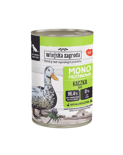 WIEJSKA ZAGRODA Monoprotein Duck šlapias šunų maistas 6x400 g