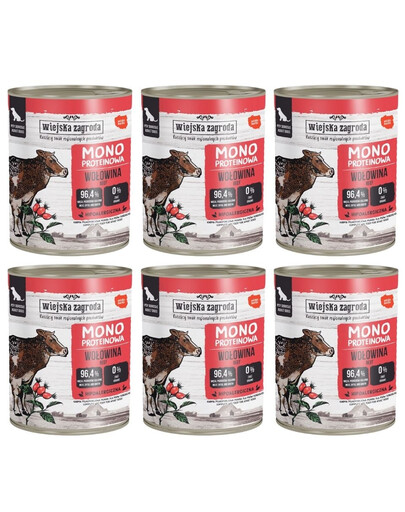 WIEJSKA ZAGRODA monoproteinas drėgnas kačių maistas su jautiena, 24 x 400 g