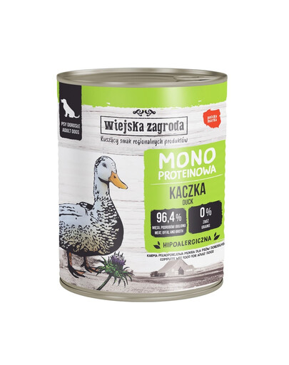 WIEJSKA ZAGRODA Monoprotein Duck šlapias šunų maistas 6x800 g