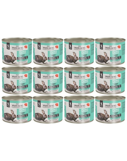 WIEJSKA ZAGRODA monoproteinas triušiena drėgna maisto produktas kačiukams 12x200 g