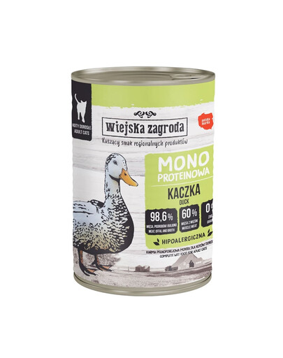 WIEJSKA ZAGRODA Monoprotein Duck šlapias kačių maistas 6x400 g