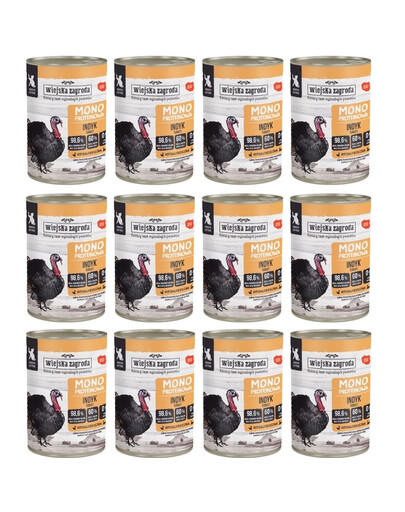 WIEJSKA ZAGRODA Vienas baltymas kalakutiena drėgna maisto produktas kačiukams 12x400 g