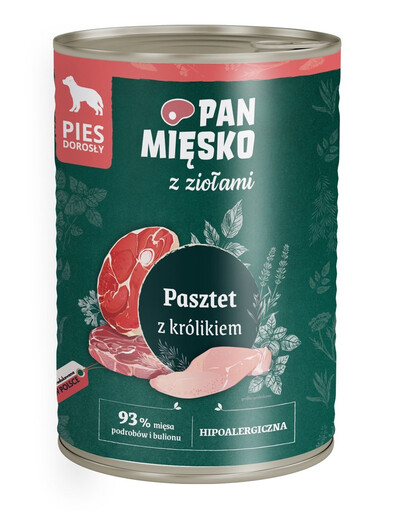 PAN MIĘSKO su žolelėmis Paštetas su triušiu šunims 400 g