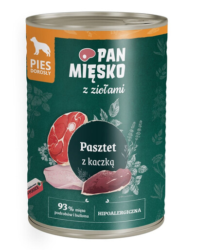 Pan Mięsko su žolelėmis Paštetas su antis šunims 400 g