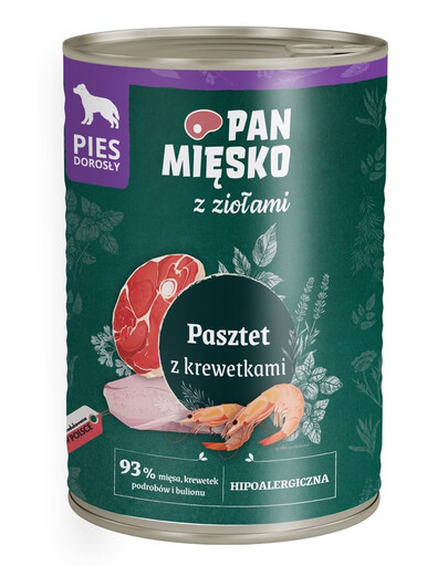 PAN MIŠKO su žolelėmis Paštetas su krevetėmis šunims 400 g