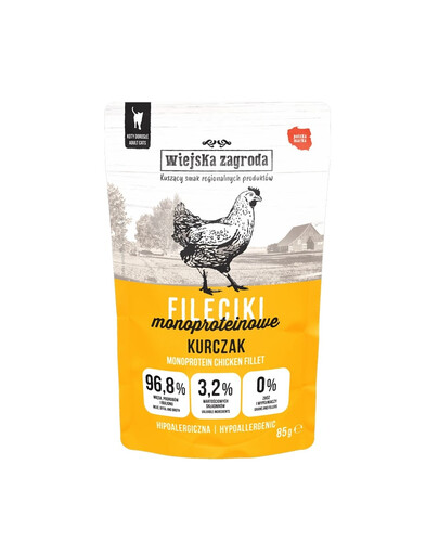 WIEJSKA ZAGRODA „Fileciki“ vištienos drėgnas kačių maistas, 6 x 85 g