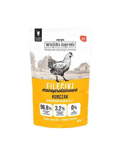 WIEJSKA ZAGRODA „Fileciki“ vištienos drėgnas kačių maistas, 24 x 85 g