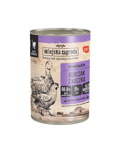 WIEJSKA ZAGRODA Vištiena su antiena 12x400 g drėgno maisto suaugusioms katėms