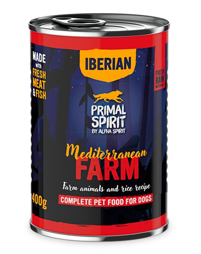 PRIMAL SPIRIT Iberian Mediterranean Farm šlapias šunų maistas 400 g