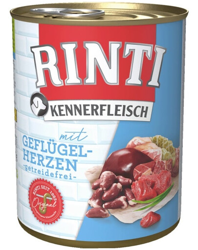 RINTI Kennerfleisch Mix vištienos širdelės, vištiena ir vištienos širdelės 6x400 g