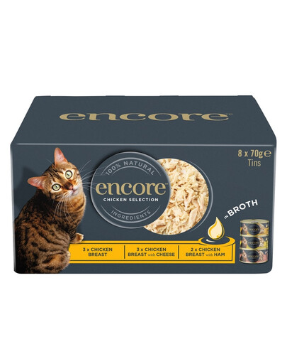 ENCORE Cat Chicken Selection in Broth Multipak 8x70 g mix skonių su vištiena sultinyje