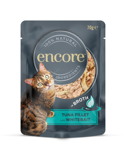 ENCORE Cat Tuna Fillet with Whitebait in Broth tunas su białorybą sultinyje 70 g