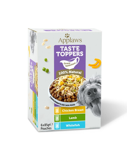 APPLAWS Dog Taste Toppers Gravy Selection Miltipak 6x85 g mix skonių pakeliuose su padažu