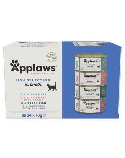 APPLAWS Cat Adult Fish Selection Multipak in Broth 24x70 g mišrių žuvų skonių sultinyje