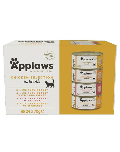 APPLAWS Cat Adult Chicken Selection Multipak in Broth 24x70g mix skonių su vištiena sultinyje