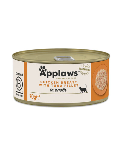 APPLAWS Cat Adult Chicken with Tuna in Broth vištienos krūtinėlė su tuno filė sultinyje 70 g
